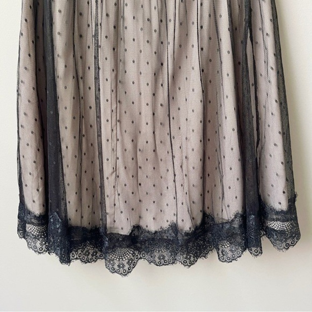 Ballet Midi Skirt Women's 12 Black Tan Mesh Lace Polka Dot Classic Pleated Soft - Picture 8 of 12